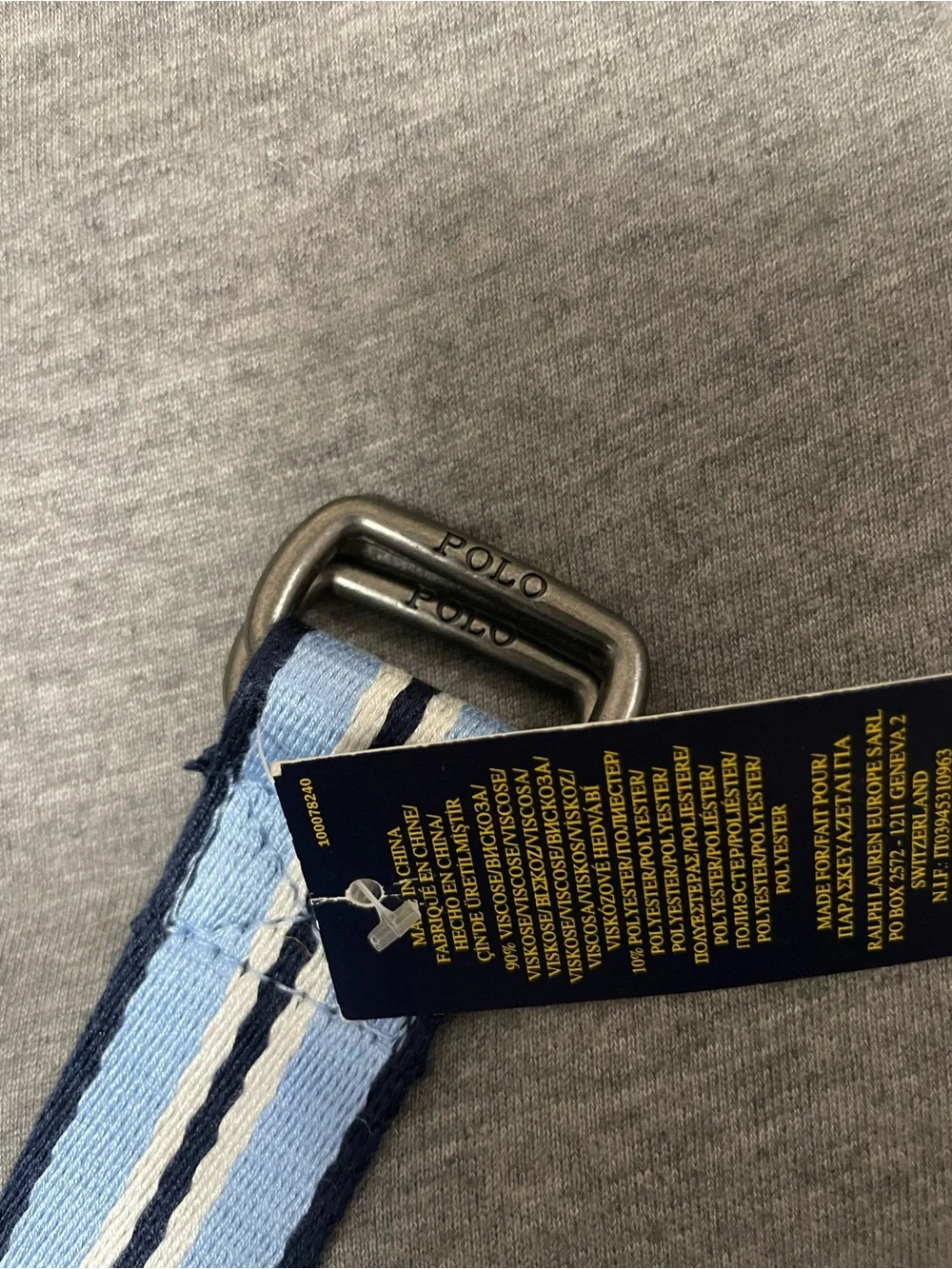 Polo by Ralph Lauren Navy and Light Blue Striped Webbing Belt NWT